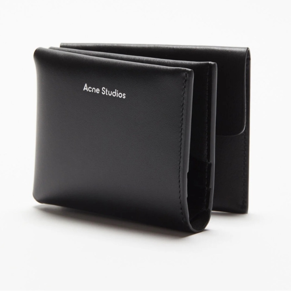 Acne Black Leather Trifold Wallet